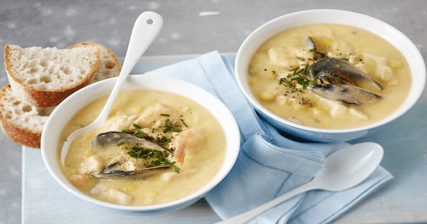 طريقة عمل شوربة السي فود بالكريمة اللباني بالصور